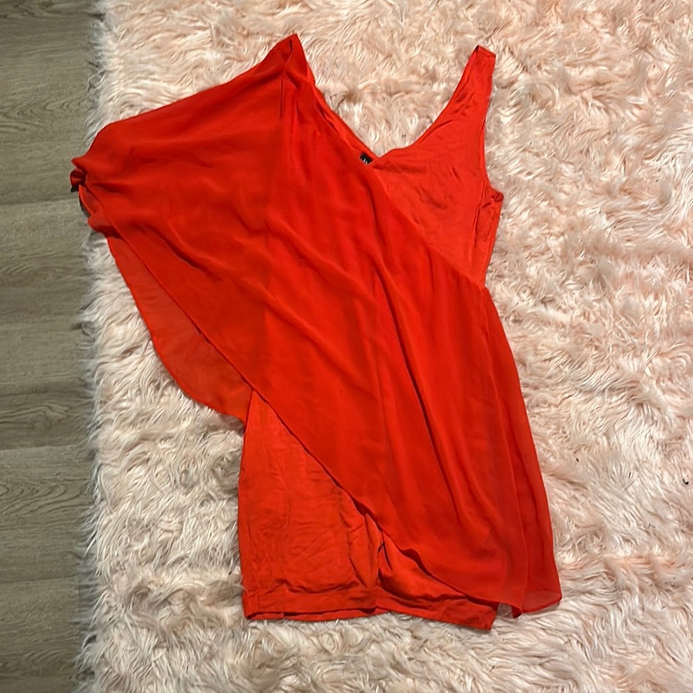 Vibrant Red Asymmetrical Dress